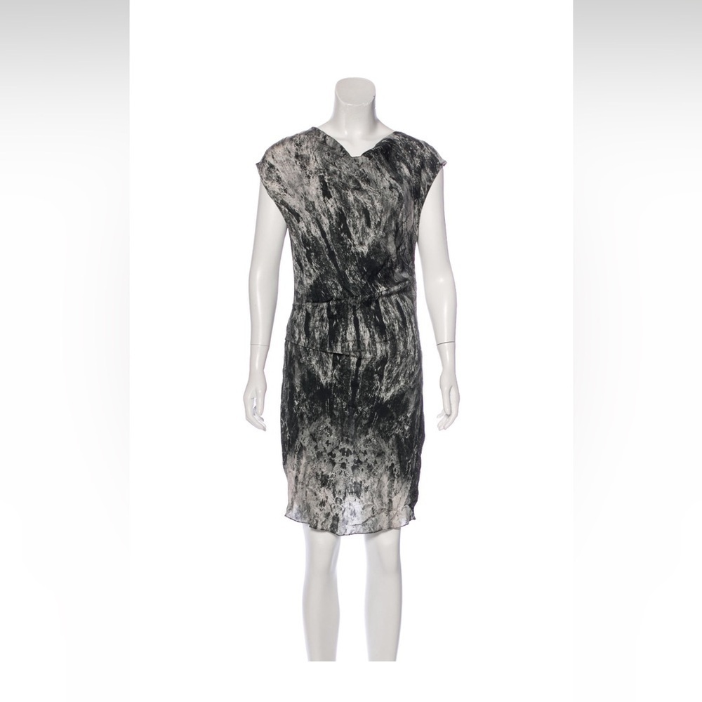 Helmut Lang Marble Print Silk Dress